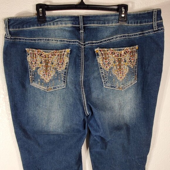 APT 9 Womens 18WS Bootcut Jeans Blue Denim With Embellished Back Pockets - Picture 11 of 12